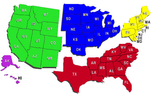 North American Mt. Biking Maps & Trails.    Just press one of the regions, and keep going until you get to the state you'd like to visit 